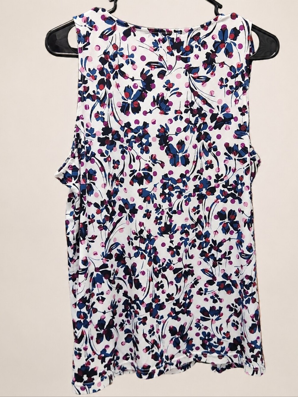 Banana Republic Floral Tie Shoulder Sleeveless Top White Blue Pink Size L - Picture 3 of 10
